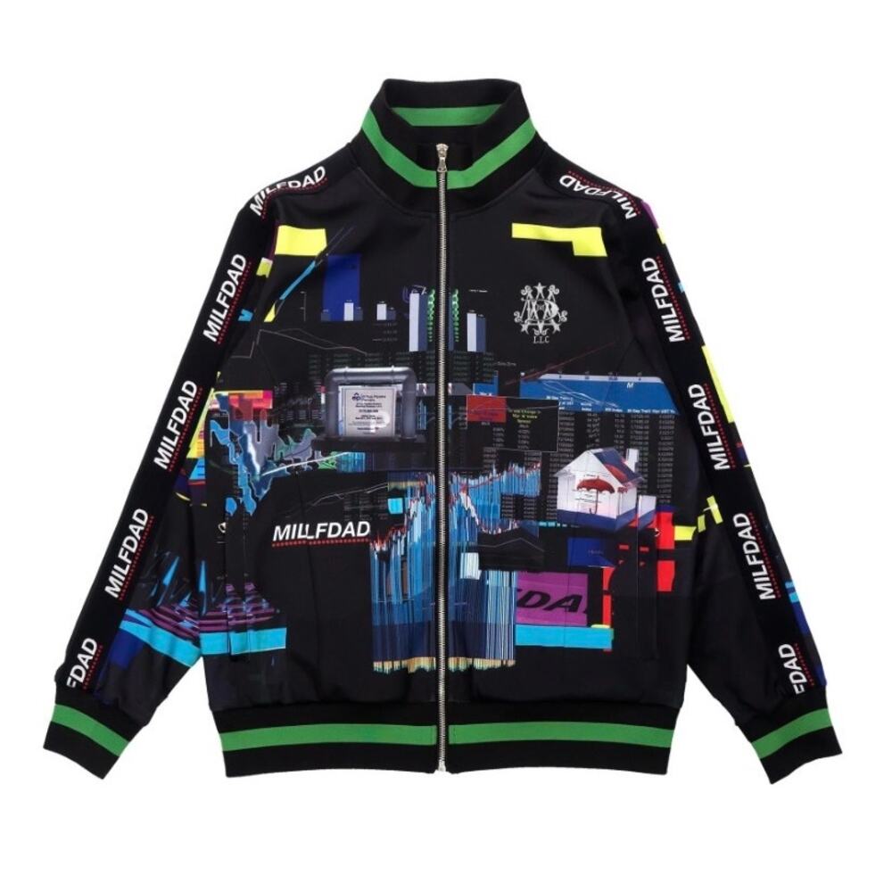 Milfdad Black Spreadsheet Track Jacket Small Ecle… - image 2